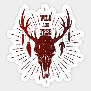 Wild and free deer skull Sticker